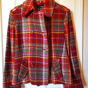 Plaid Wool Pea Coat